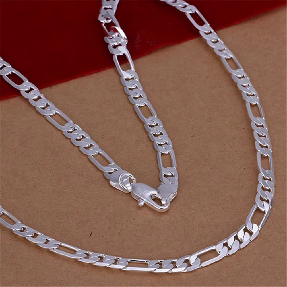 Collier chaîne en argent Sterling 925 de 6mm