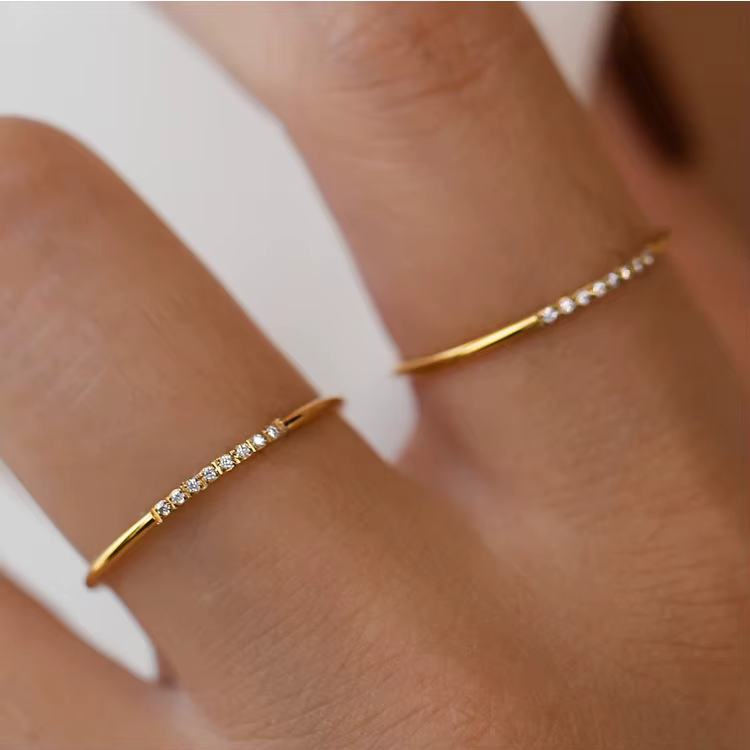 Bague CZ fine de 1mm