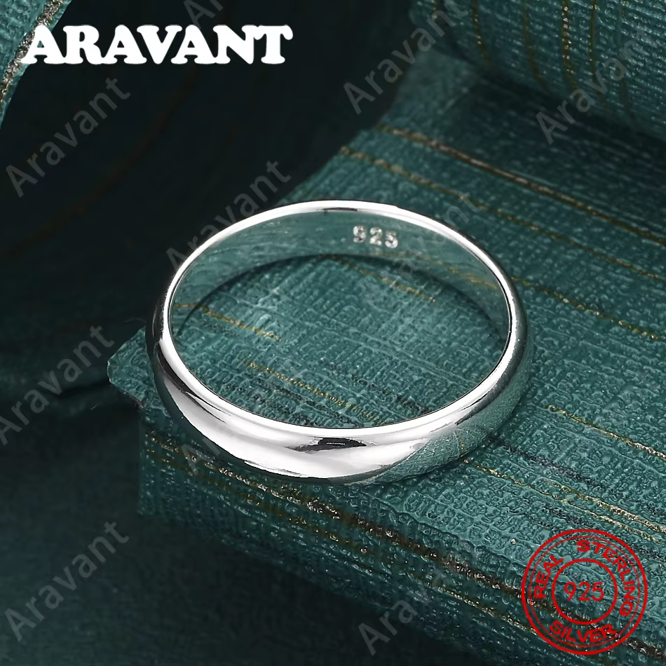 Bague ronde lisse en argent sterling 925 (7-10 # ) - Accessoire quotidien pour femmes