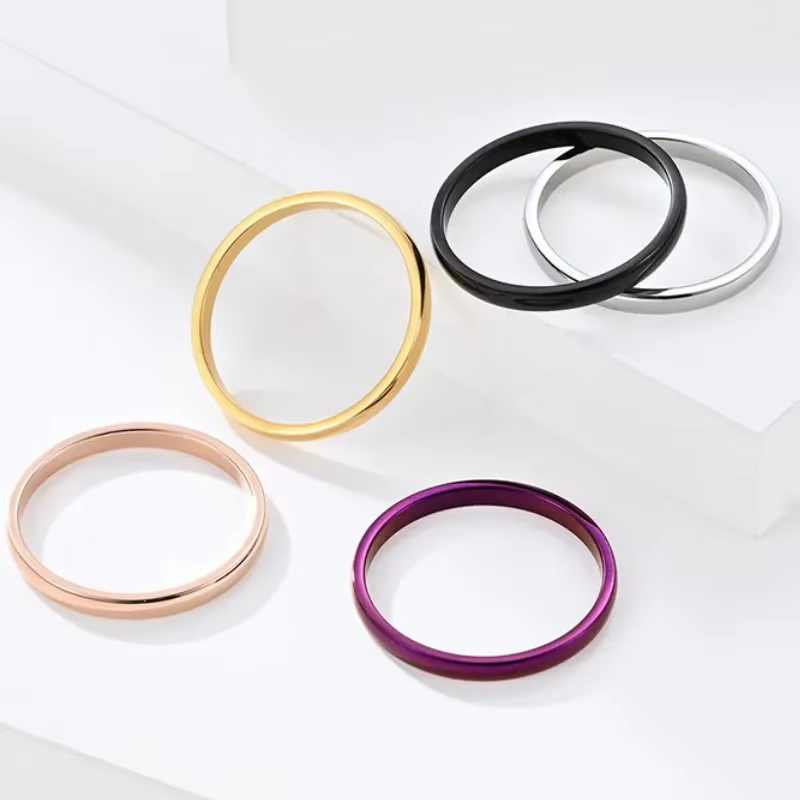 Bague Simple et fine de 2MM, en acier inoxydable, pour femmes et hommes, bijoux de fête, taille américaine 4-10
