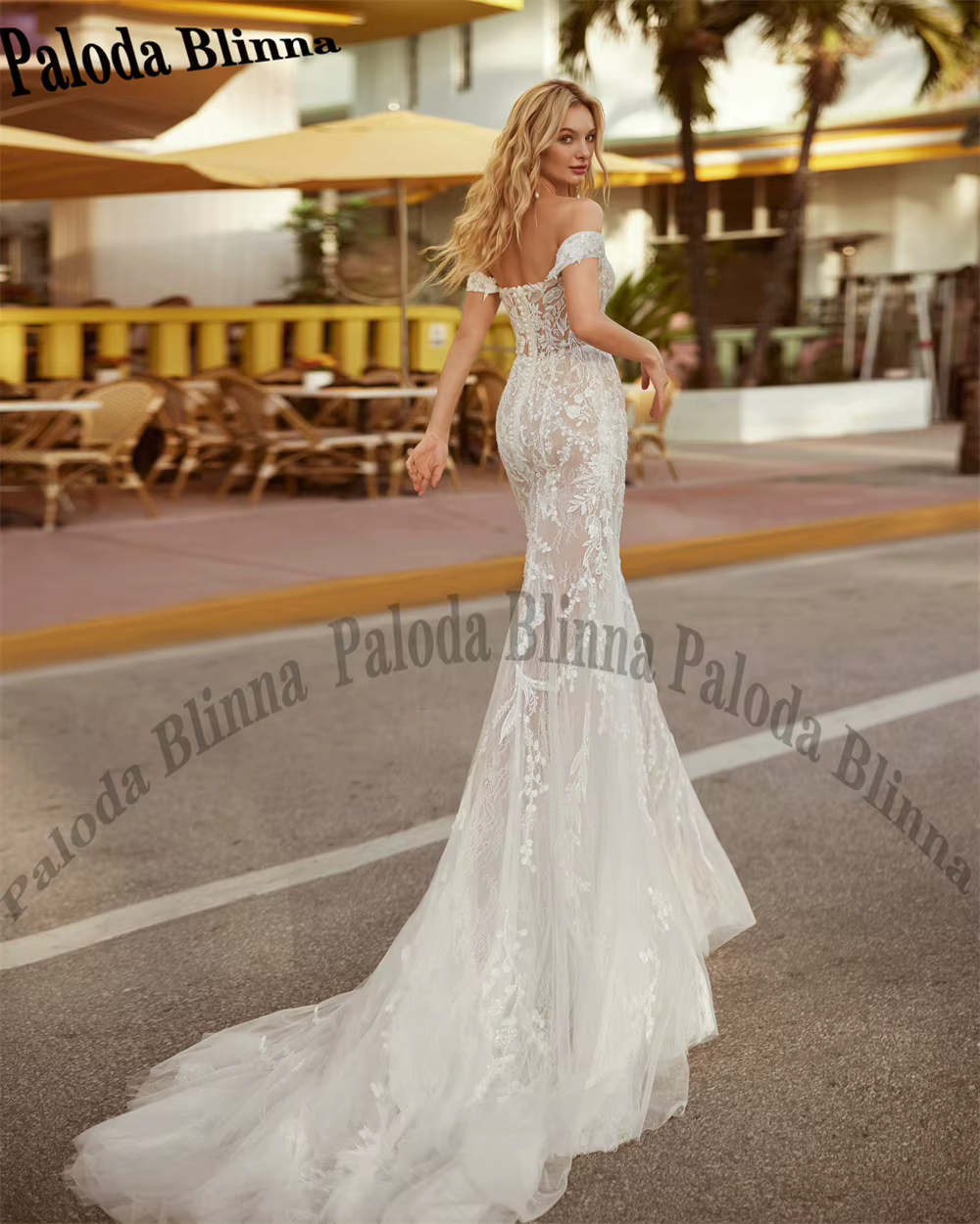 Paloda-Robes de mariée sirène glamour pour femmes