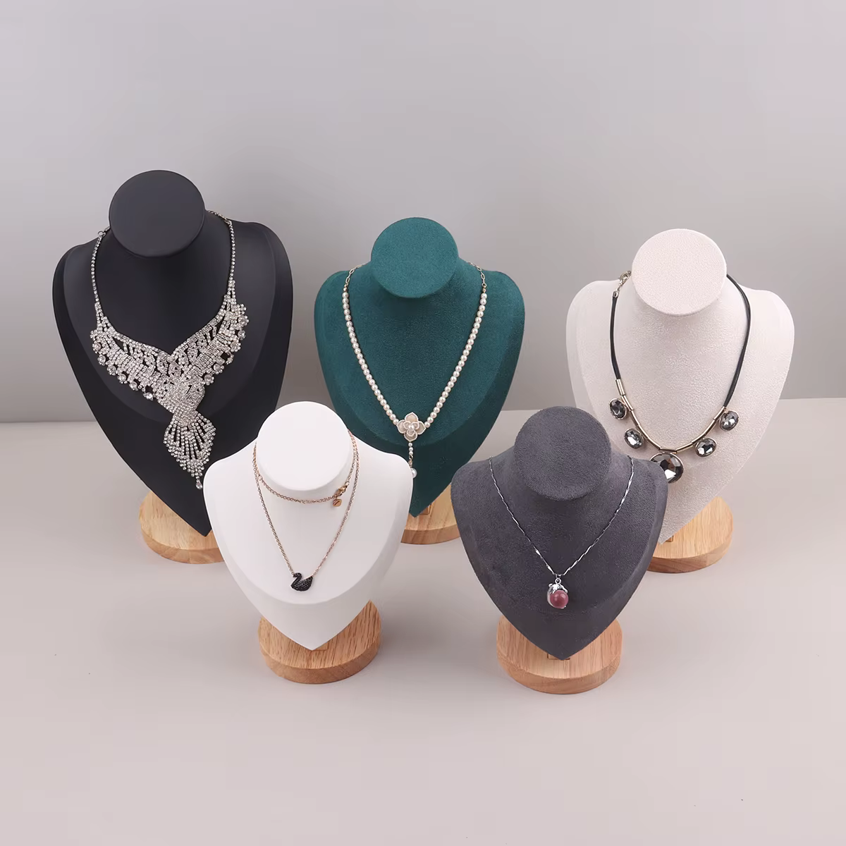 Présentoir de Bijoux en Velours avec Buste de Mannequin