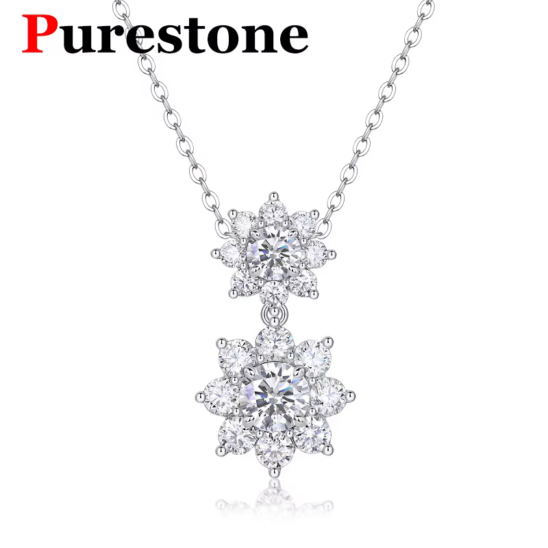 Collier de luxe en diamant Moissanite pour femmes