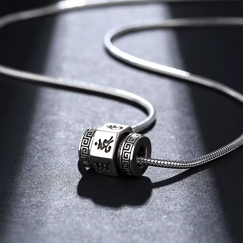 Collier mantra rotatif avec six syllabes pour homme et femme