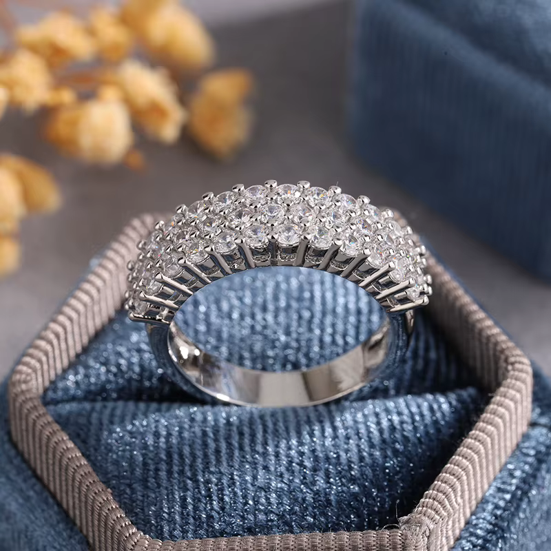 Bague en zircon scintillant plaqué argent S925