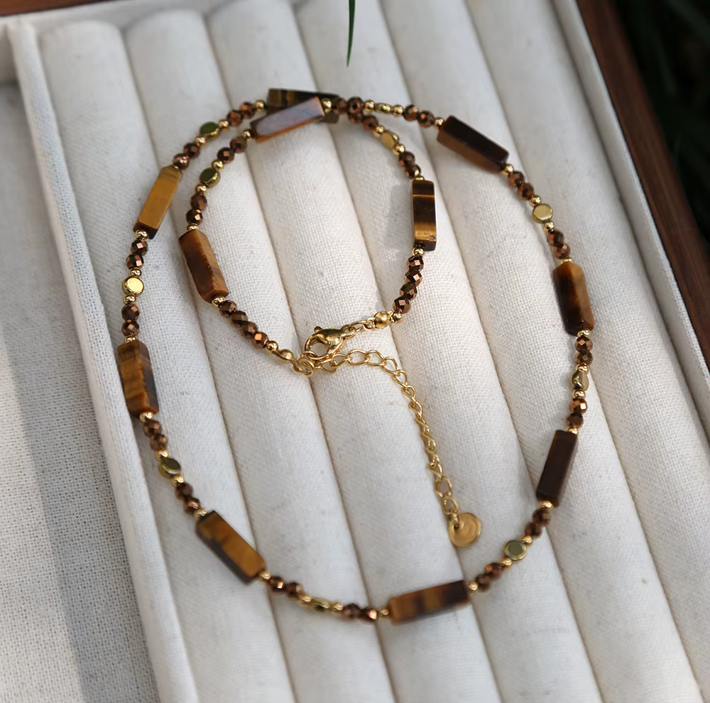Collier en pierre naturelle vintage pour femme