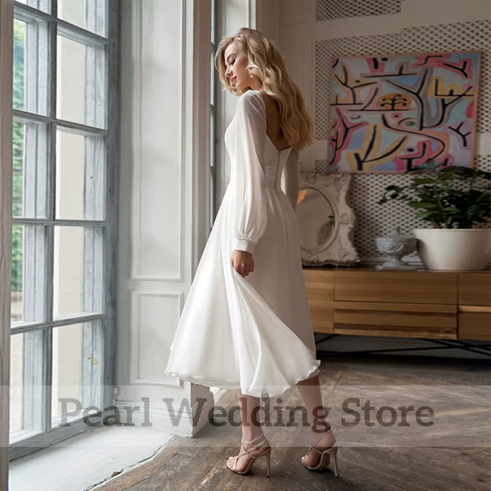 Robe de Mariée Simple en Mousseline de Soie