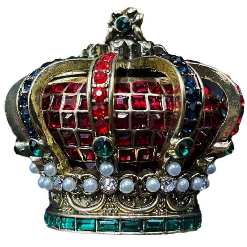 Broche de perles Vintage avec couronne de reine en strass, industrie lourde