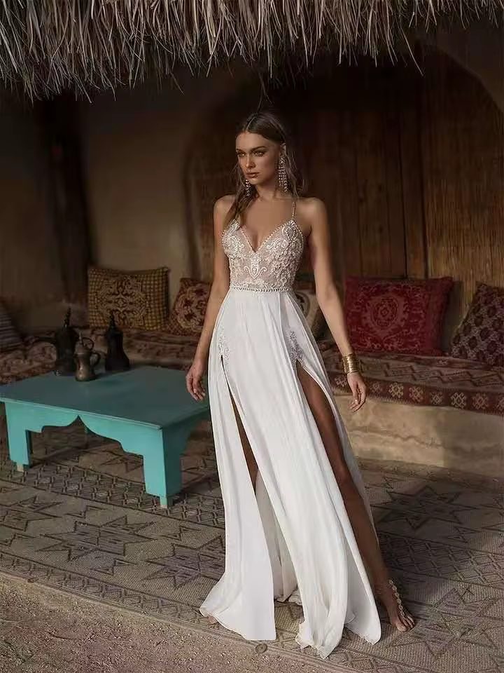 Robe De mariée De plage fendue