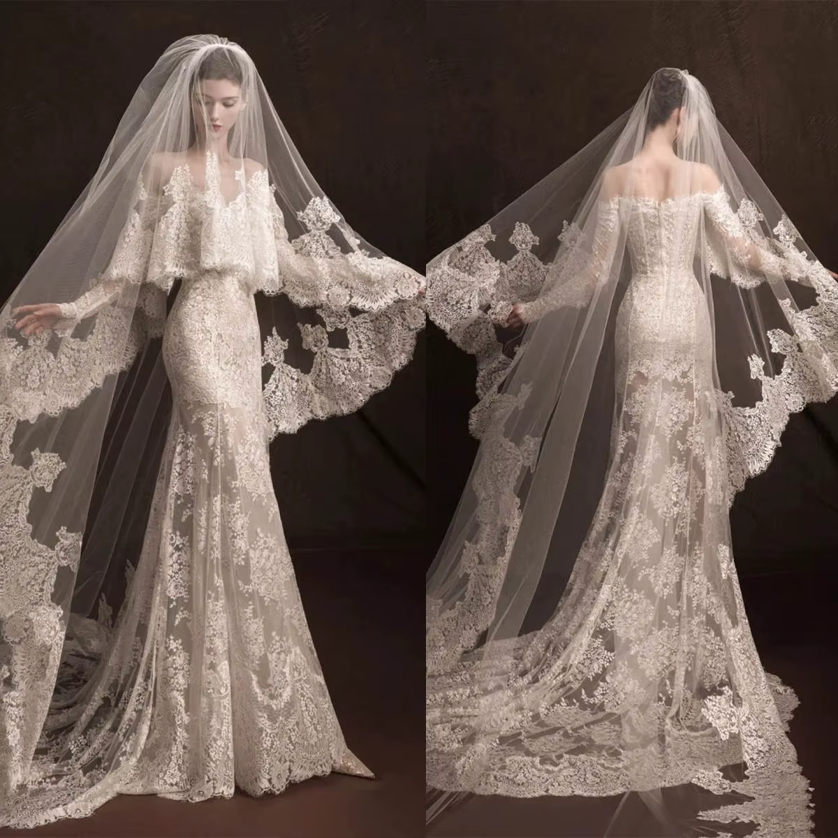 Voile de mariage magnifique à deux couches
