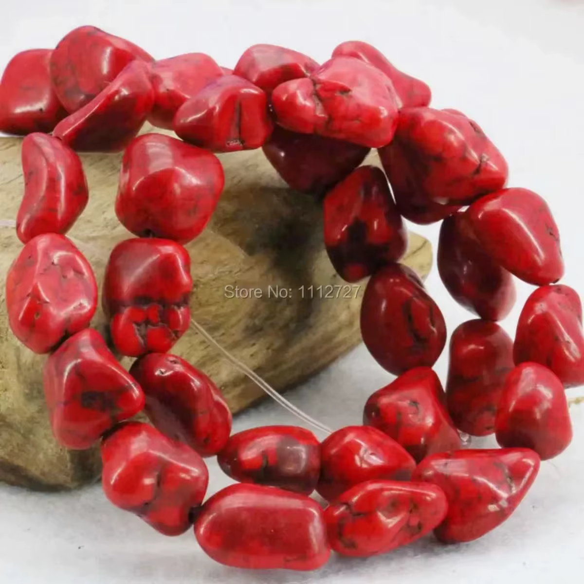 10-14mm accessoires rouge dinde Howlite calcédoine perles en vrac pierre semi-finie bricolage Howlite 15 pouces fabrication de bijoux cadeaux pour filles