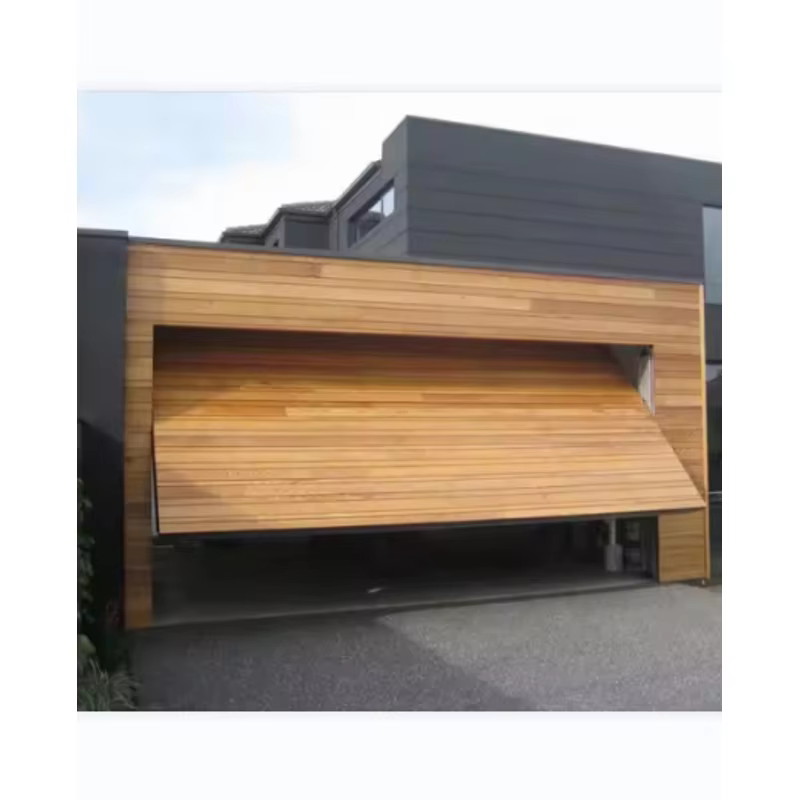 Une fois Art bande de bois couverte porte de garage-double ascenseur incliné garage caché