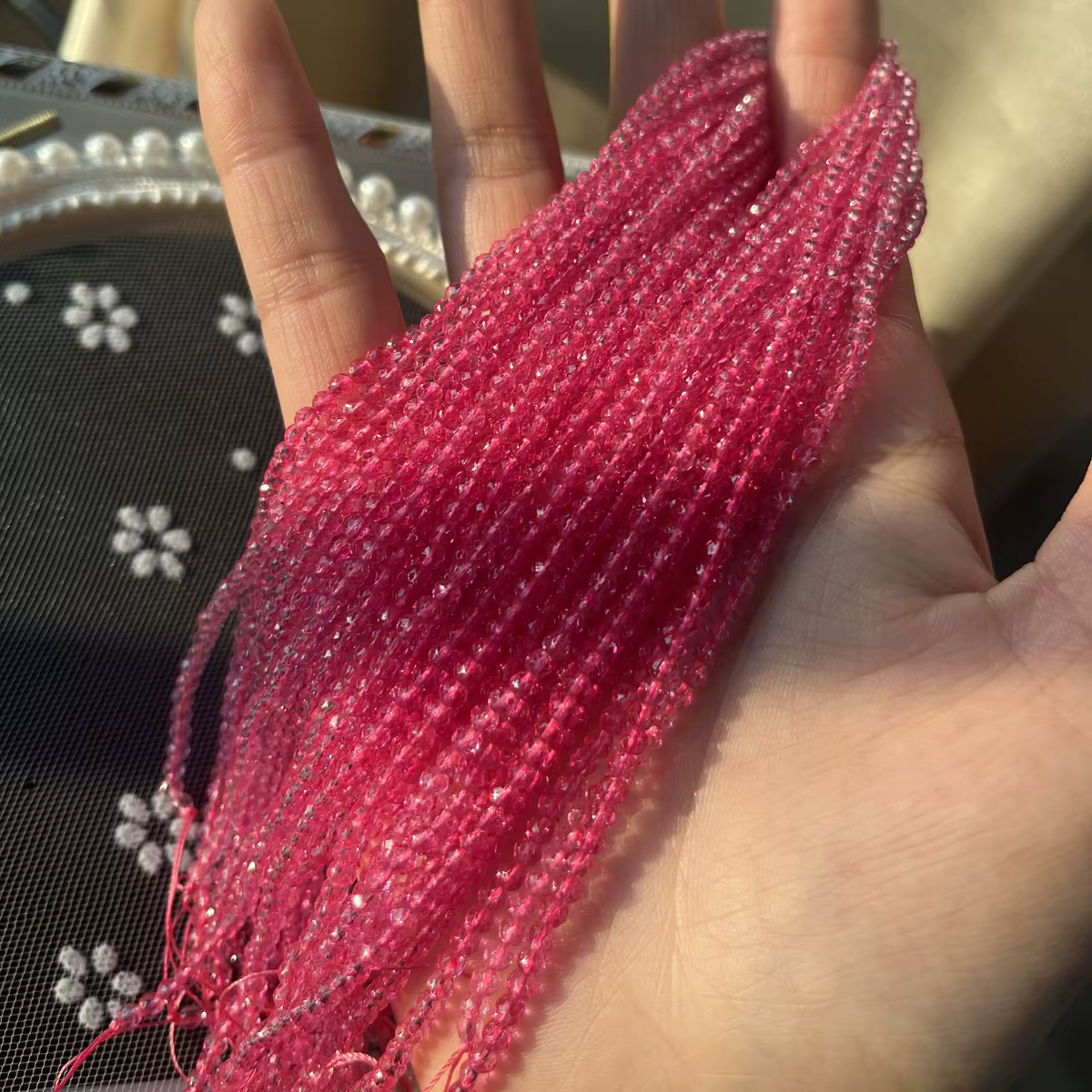 Pierre de cristal Tourmaline rose rouge 2mm/3mm