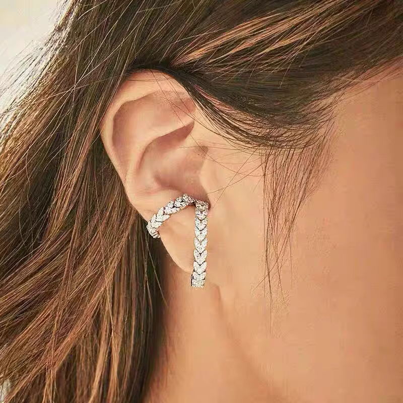 Boucles d'oreilles en forme de feuille de cristal pour femmes