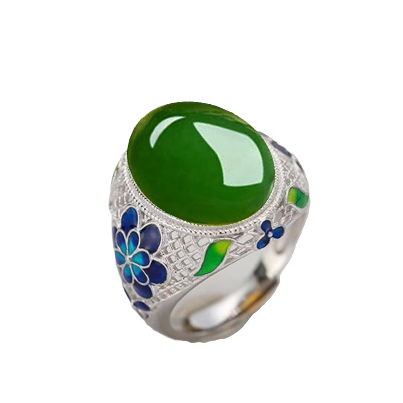 Bague en forme d'œuf de Jade pour femmes