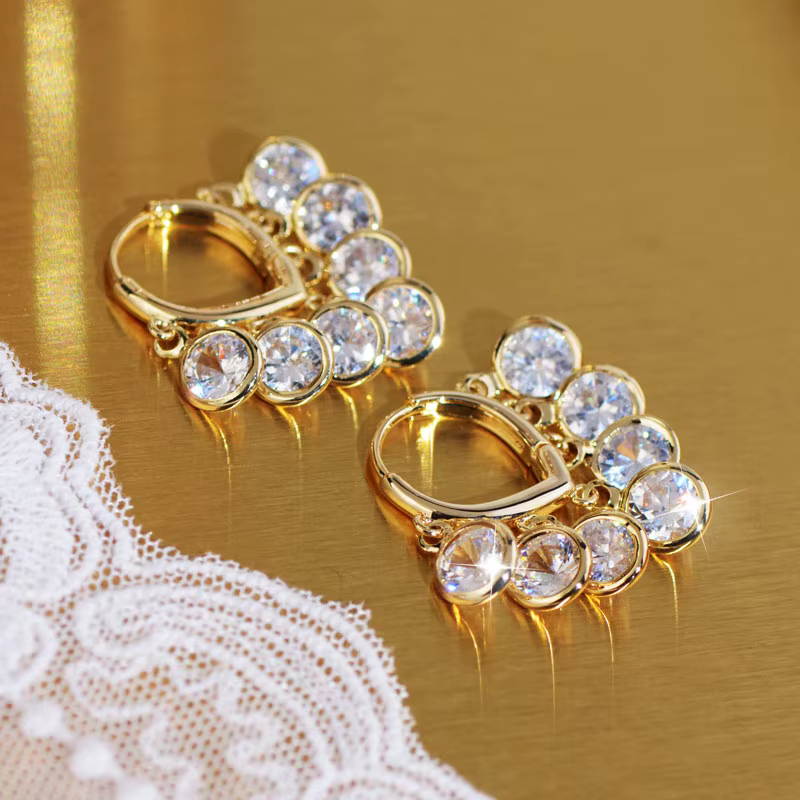JUWANG France 2022 tendance luxe atmosphère boucles d'oreilles délicat romantique Zircon Fine anniversaire
