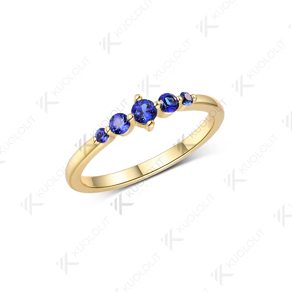 Kuololit 0.27CTW bague saphir bleu cultivé en laboratoire pour hommes femmes