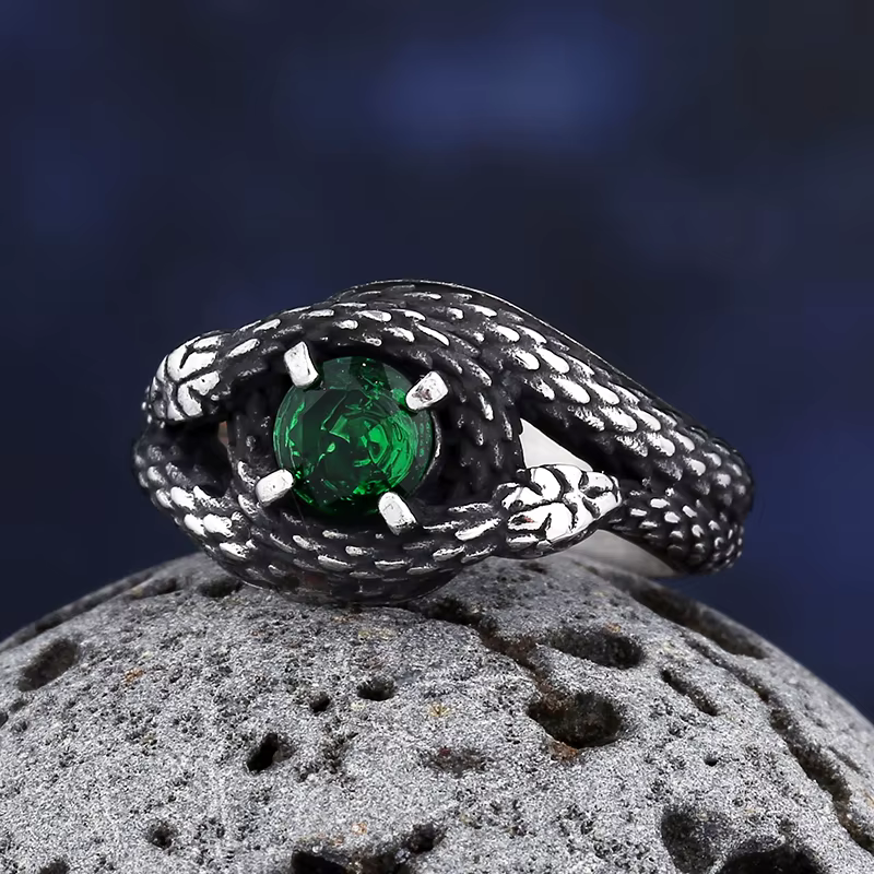 Bague serpent 3D Vintage en acier inoxydable 316L