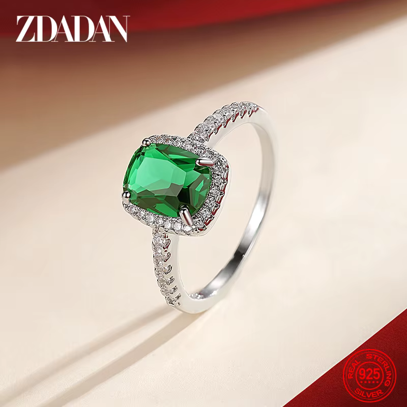 ZDADAN 925 bagues émeraude Vintage en argent Sterling pour femmes bijoux de fiançailles de mariage
