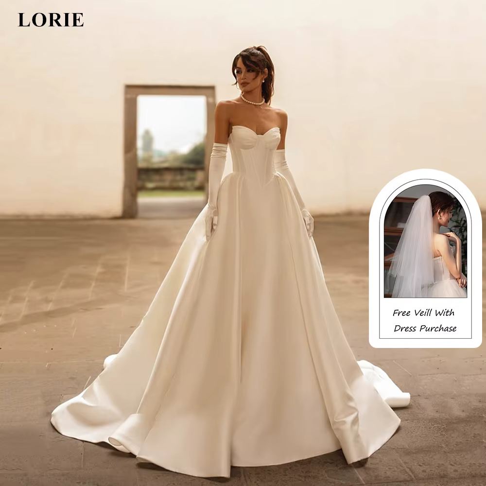 Robes de mariée élégantes en satin ivoire LORIE