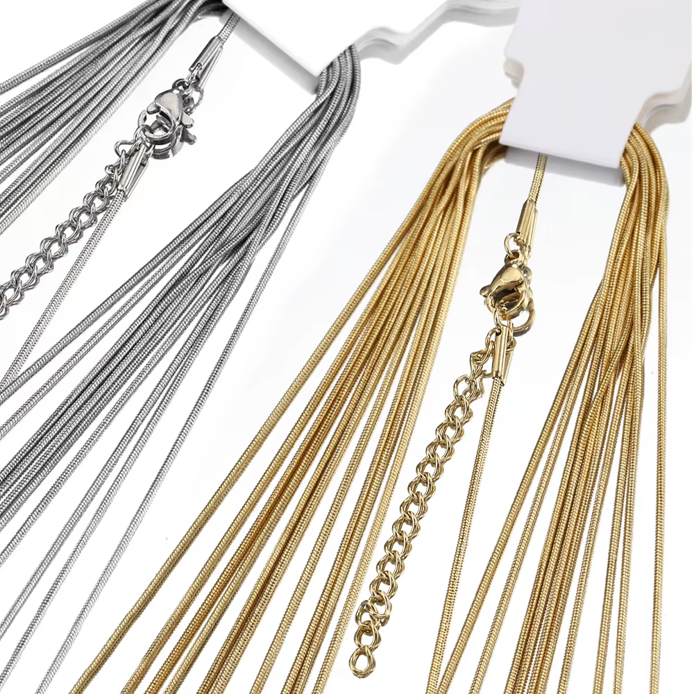 10 pièces 5 pièces chaîne serpent en acier inoxydable collier chaînes pour bijoux à bricoler soi-même faisant des résultats pendentifs chaîne fermoirs à homard en gros