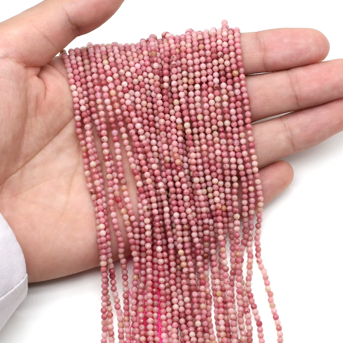Petites Perles en Pierre Naturelle de Dialogite à Facettes de 2/3/4mm