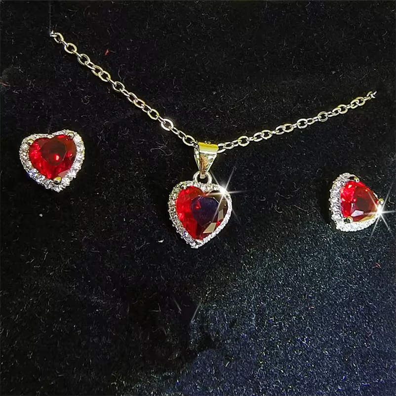 CC – ensemble de bijoux en forme de cœur pour femmes