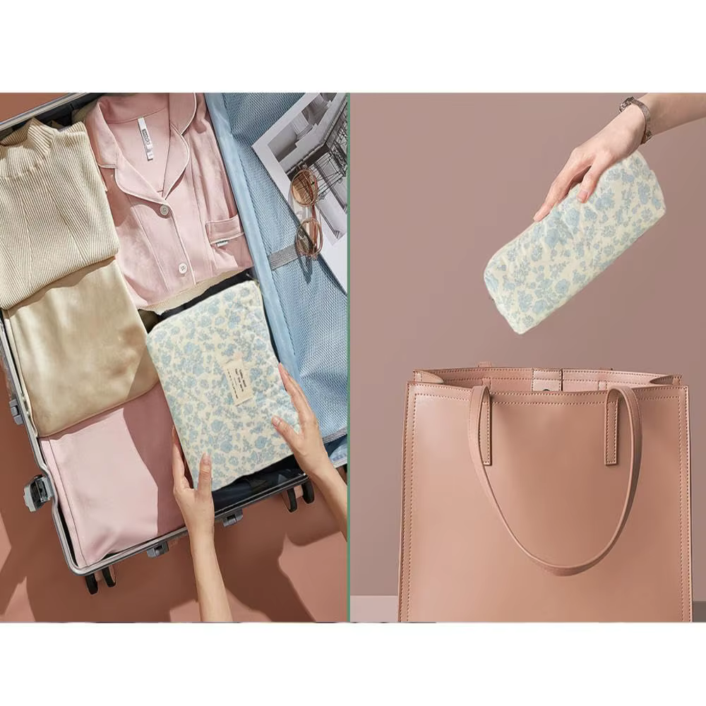 Sac de maquillage en coton matelassé pour femmes