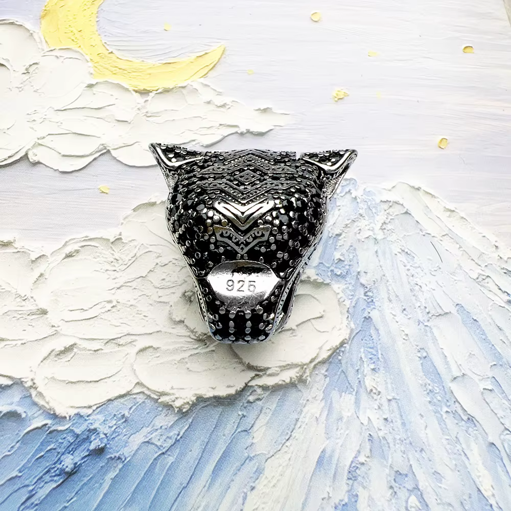 Pendentif chat noir, bijoux fins en argent Sterling 925