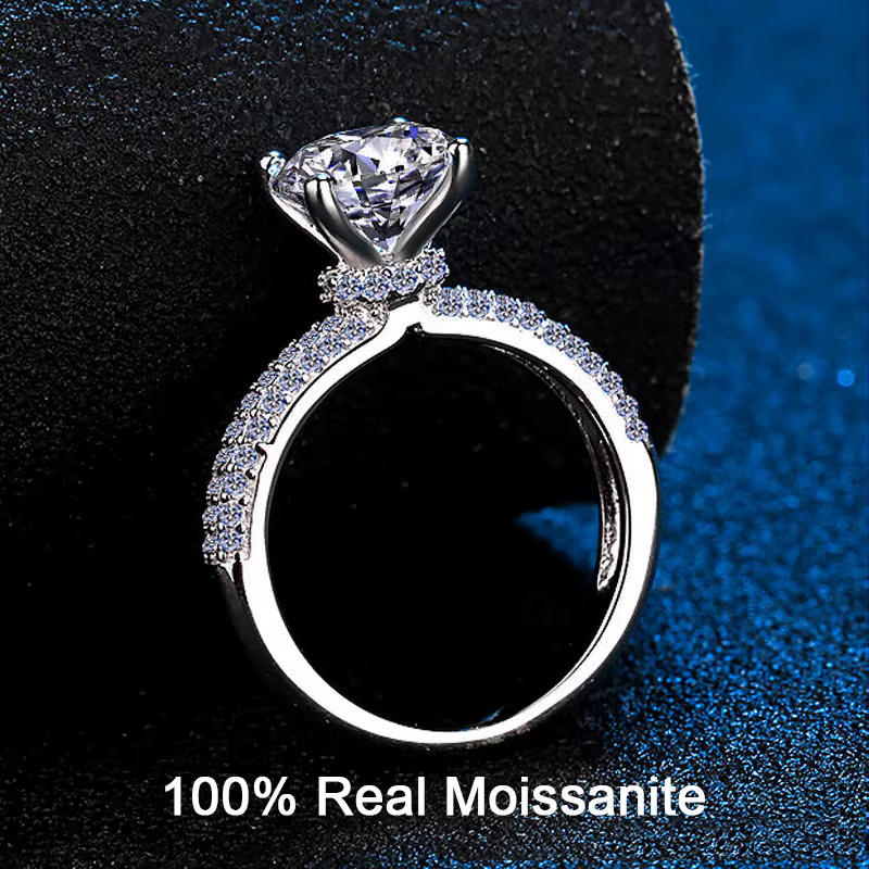 Bague de fiançailles Moissanite 100% véritable
