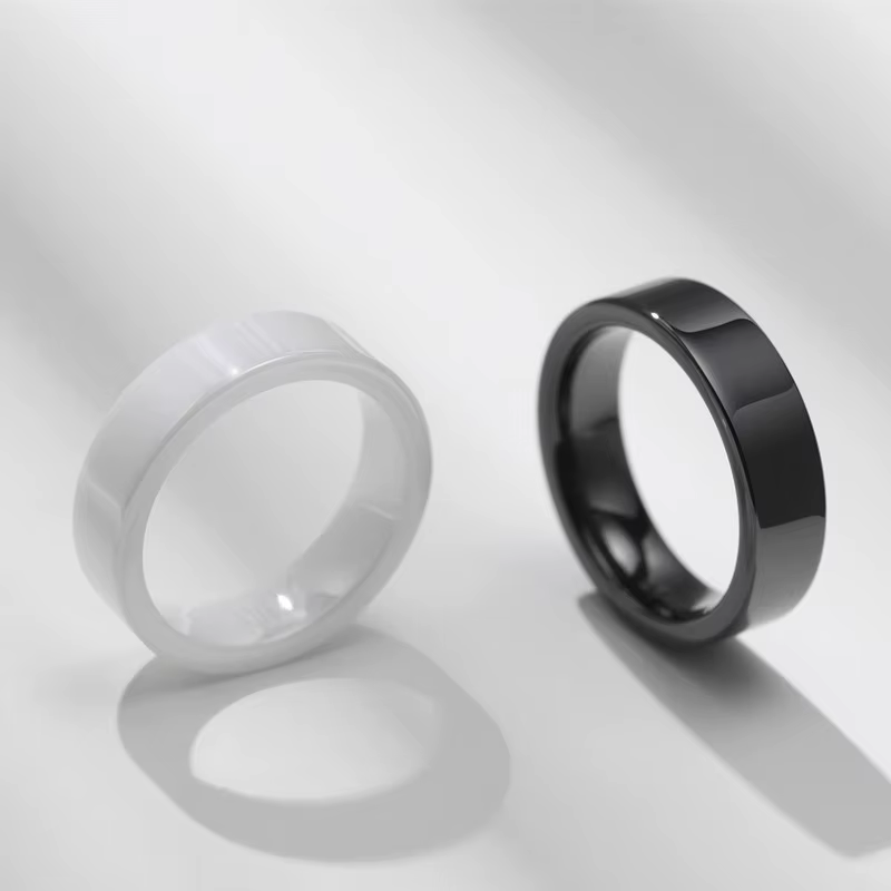 Bague de mariage en céramique blanche/noire de 6mm