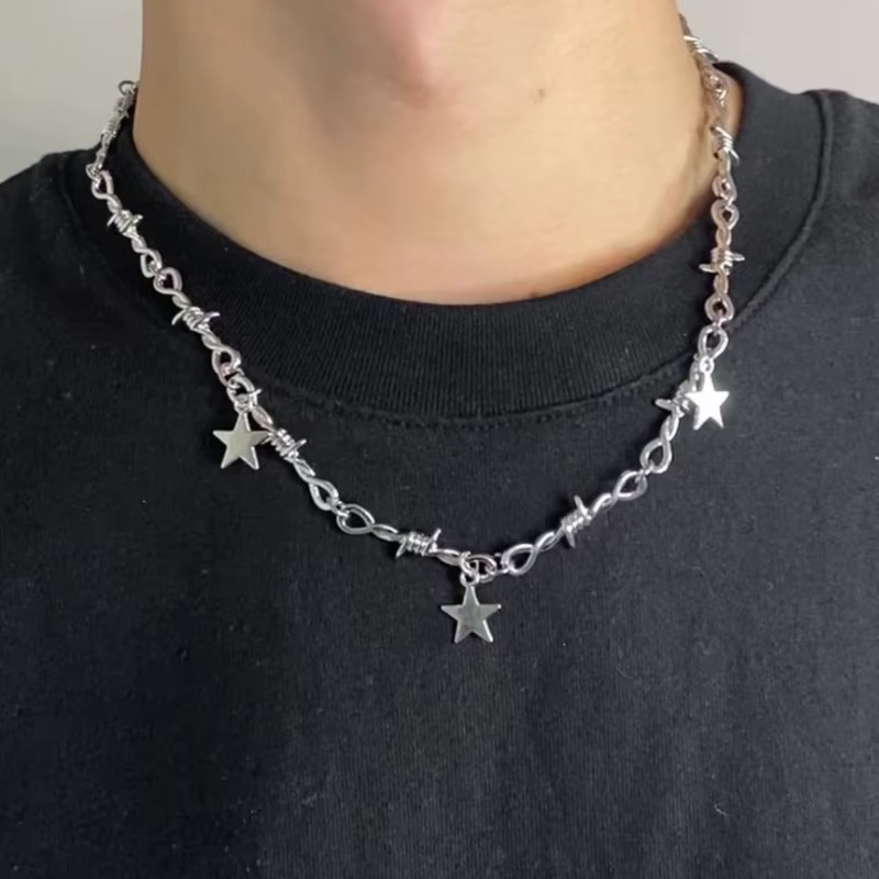 Collier Pentagramme Épine en Argent pour Homme et Femme