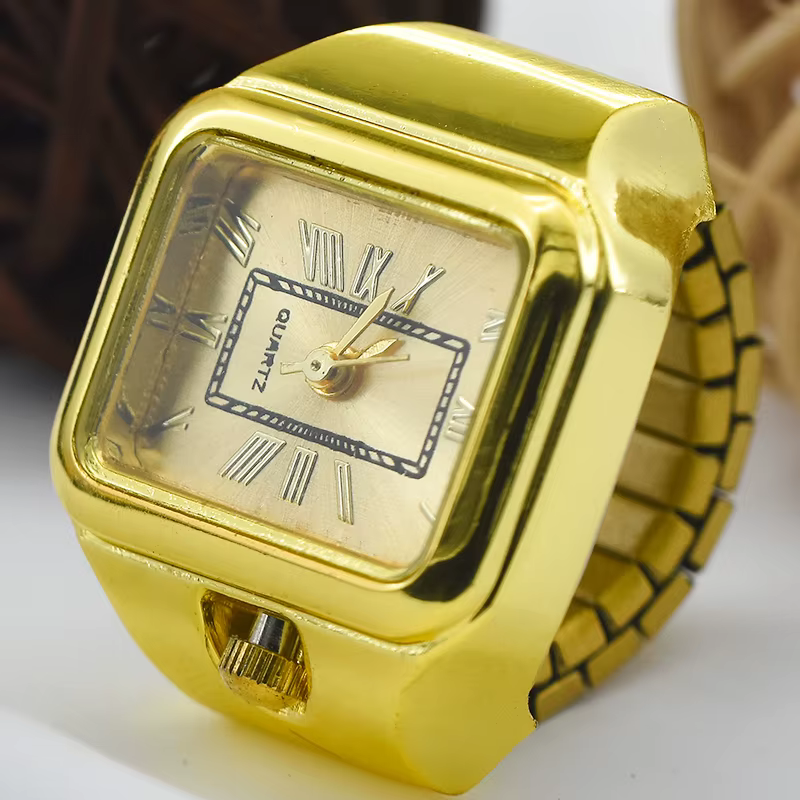 Bague montre à Quartz nouvelle vente chaude créative romaine littérale alliage coquille doigt cadran carré Couple hommes et femmes