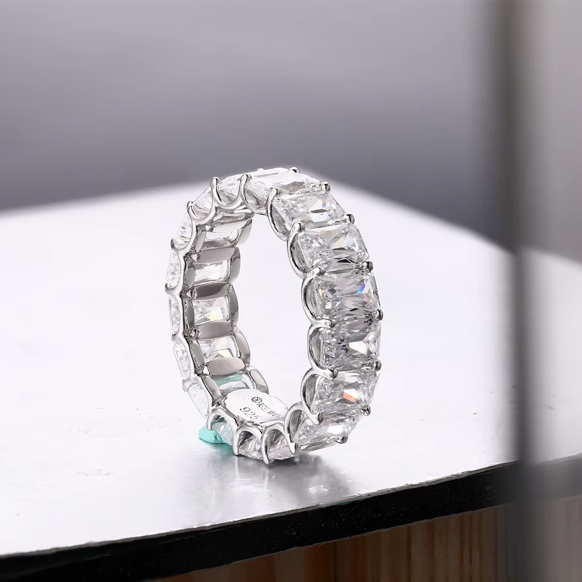 Anziw-Bague de Fiançailles en Argent Sterling 925