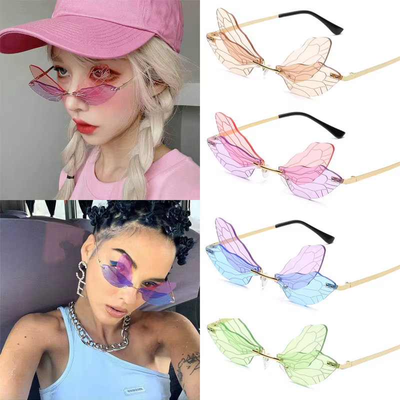 Lunettes de soleil à ailes de libellule sans bords