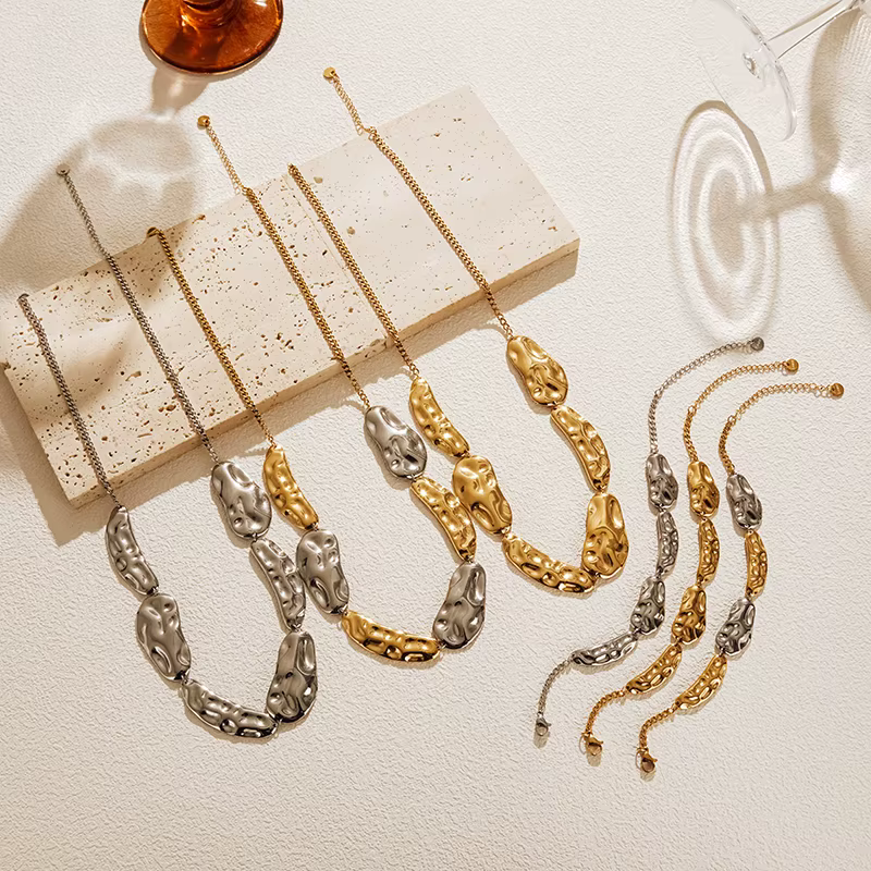 ISCA-Collier Géométrique en Acier Inoxydable Plaqué Or pour Femme, Ensemble de Bijoux Punk, Hip Hop, Nouveau Design, Vente en Gros