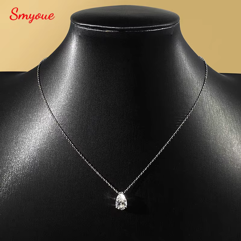 Smyoue 1-4CT poire coupe Moissanite pendentif collier pour femmes filles 3 modèles laboratoire diamant mariage argent 925 chaînes bijoux fins
