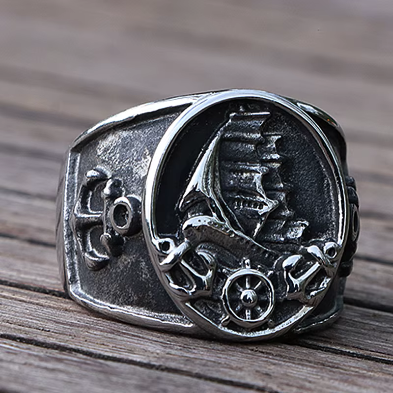Anneau de Pirate de voilier nordique pour hommes et femmes