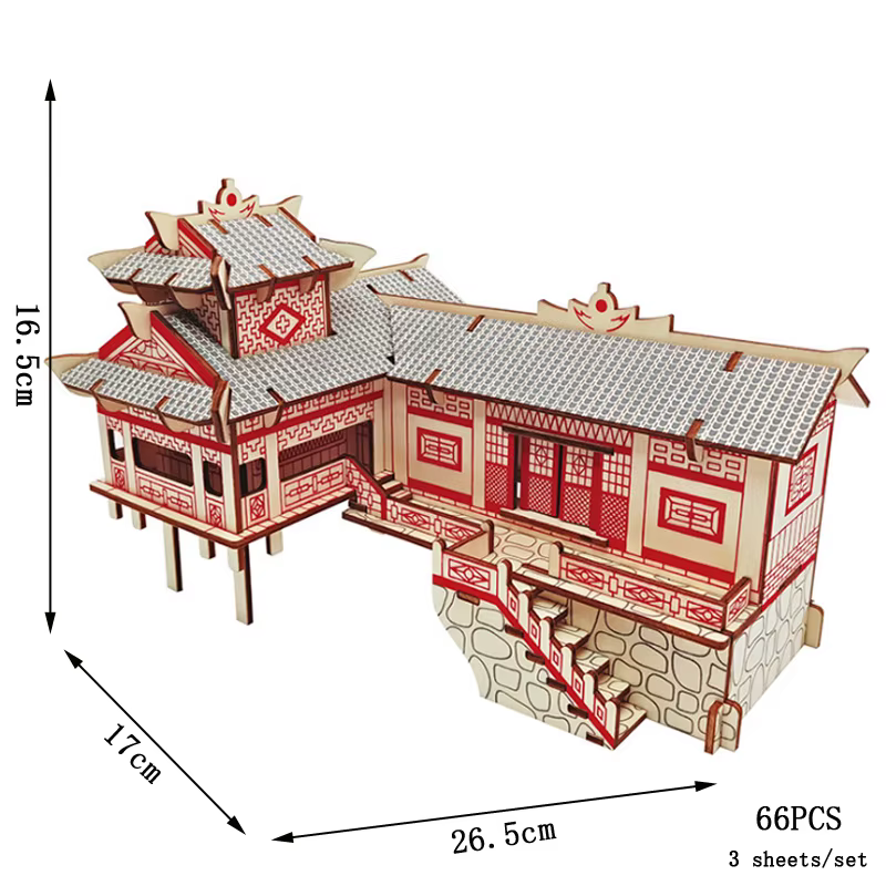 Architecture chinoise 3D Puzzle de Construction en bois modèle de maison