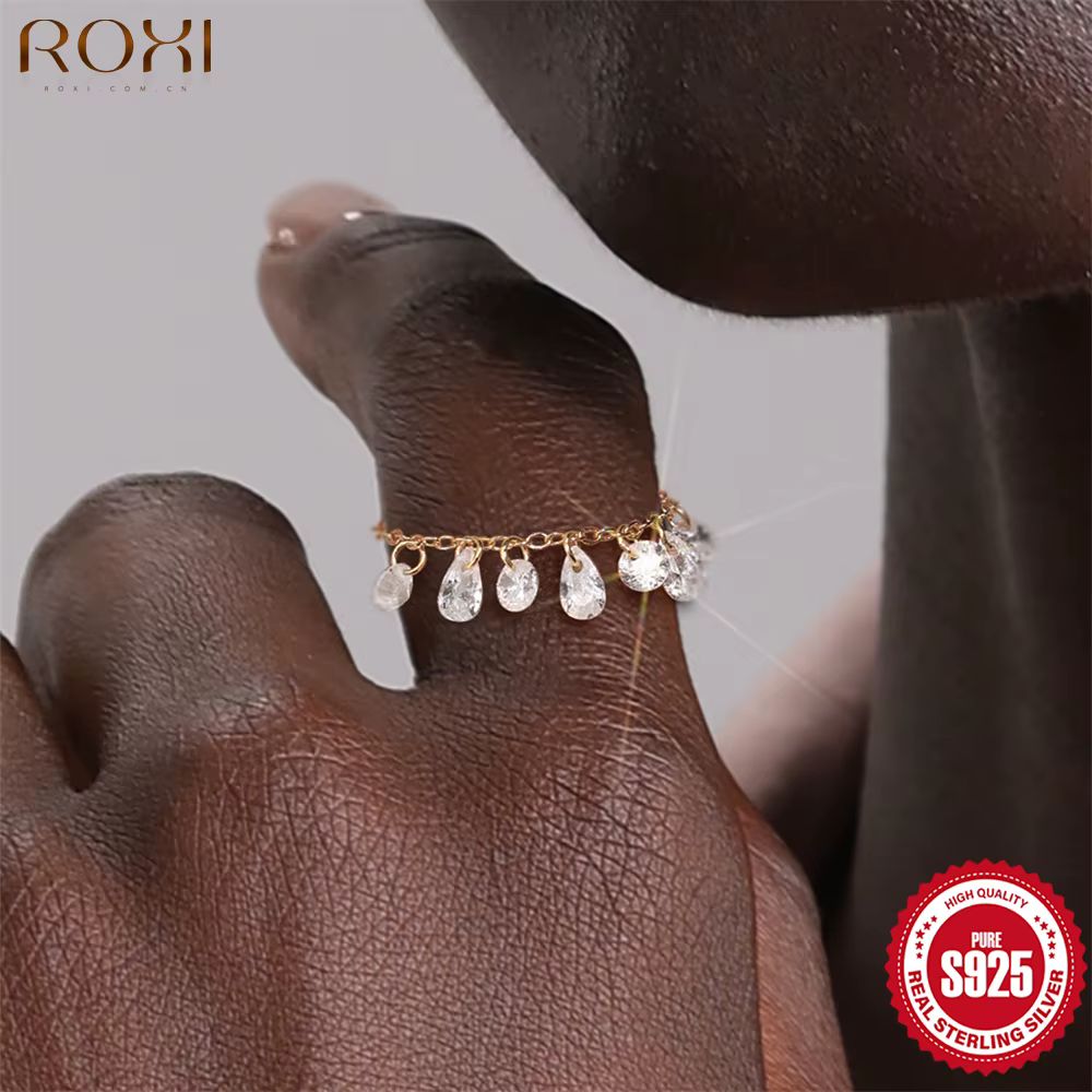 ROXI offre spéciale 925 argent Rose en fleur bague pour les femmes Style exquis à la mode pour les fêtes de mariage bijoux de luxe cadeaux fins