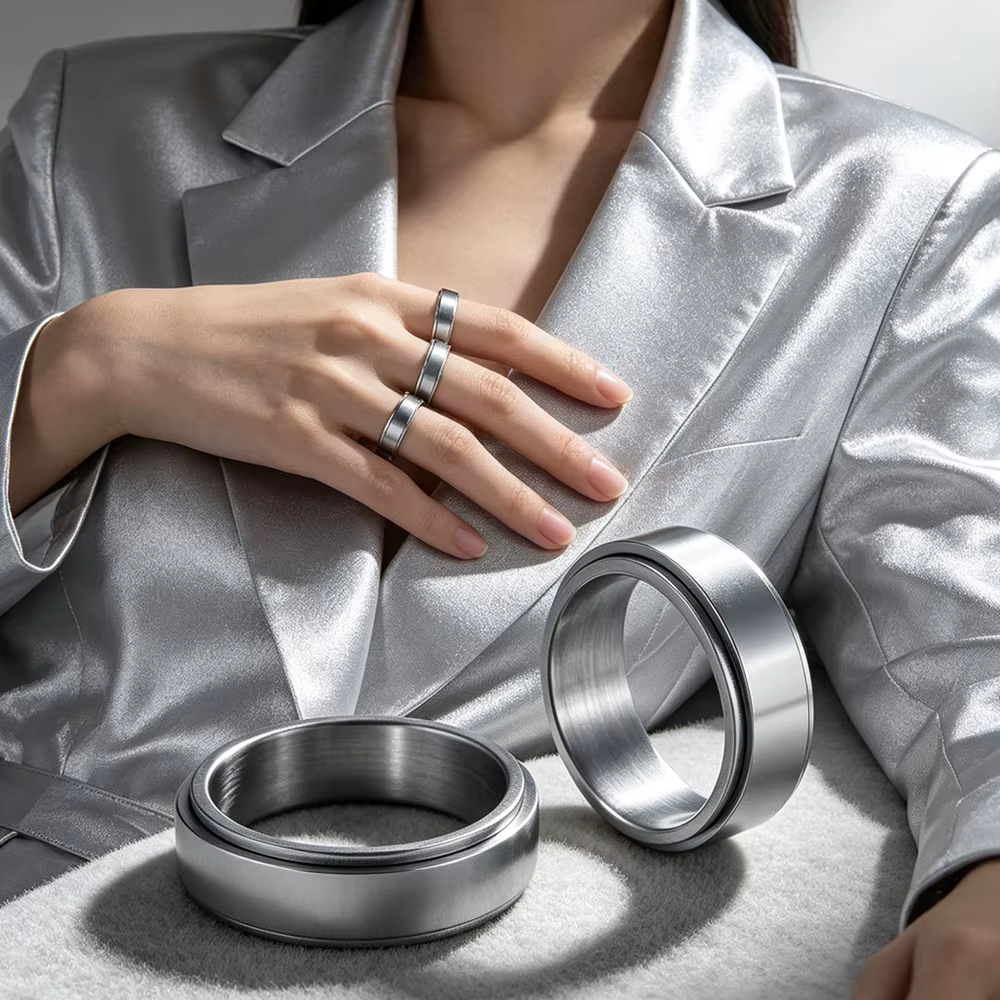 Bague anti-stress et anxiété 8 mm pour hommes