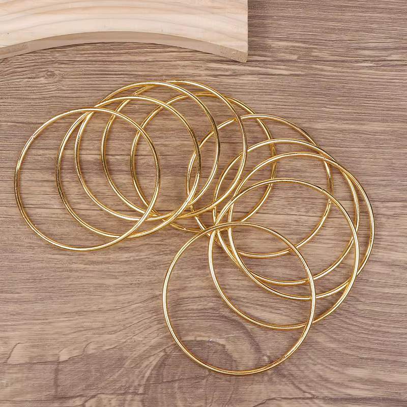 Lot de 10 anneaux métalliques attrape-rêves dorés de 3 pouces
