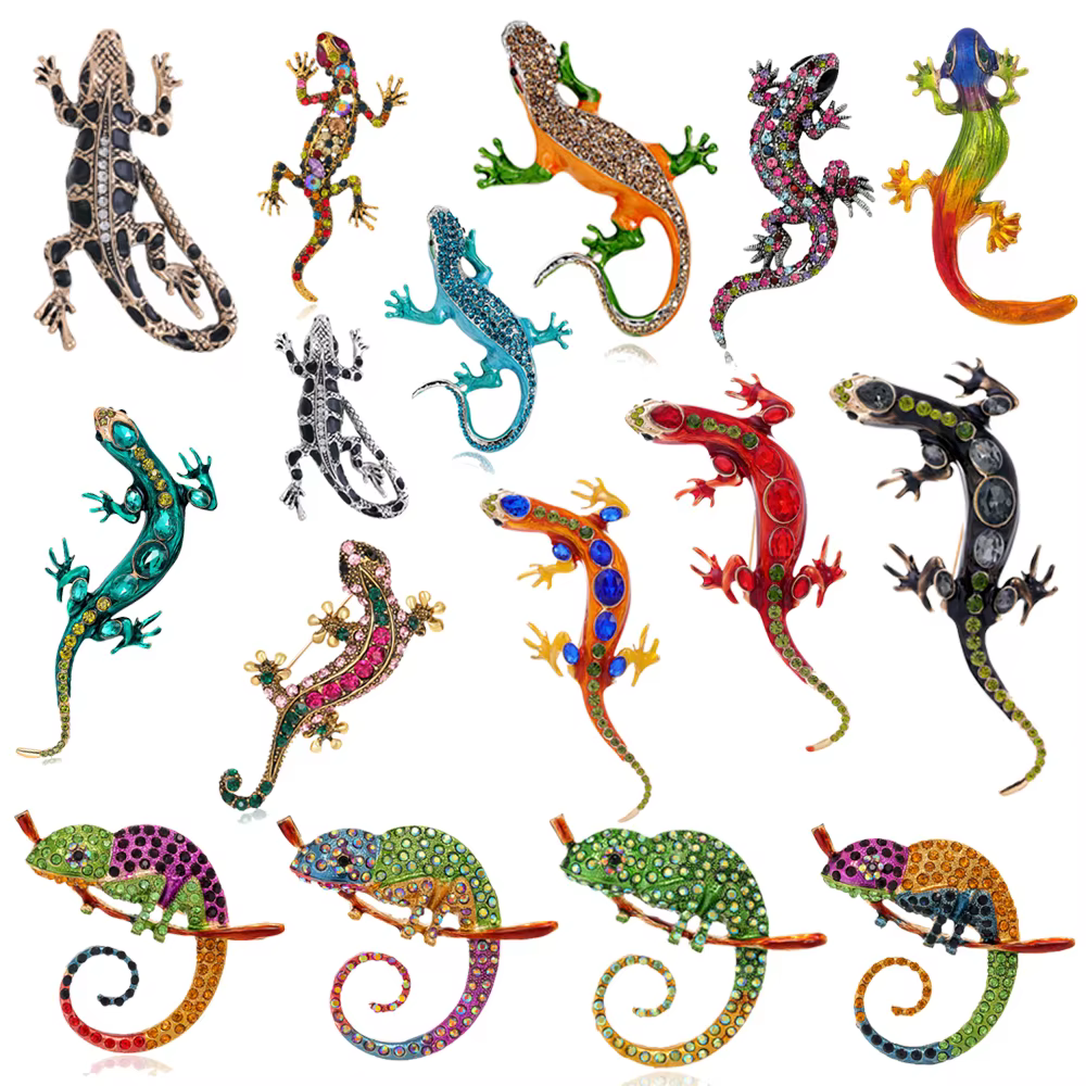 Les strass étincelants sont ornés de lézards