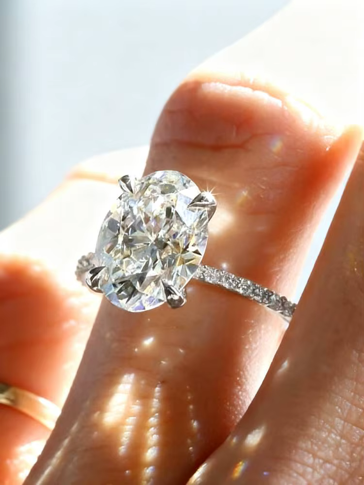 DWJ – bague ovale en diamant Moissanite pour femmes