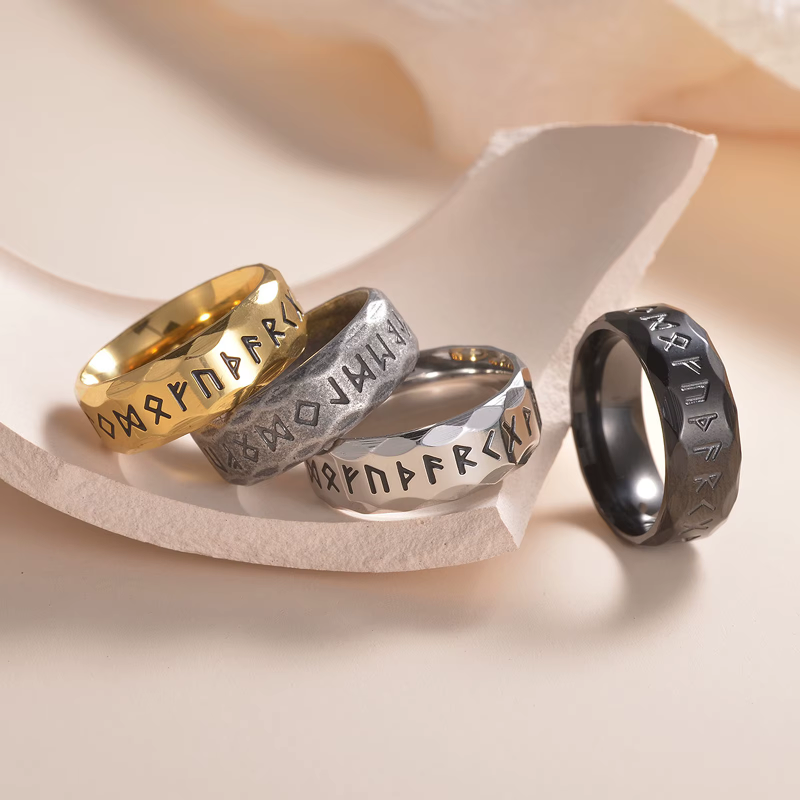 Bague Rune Viking rétro pour hommes et femmes