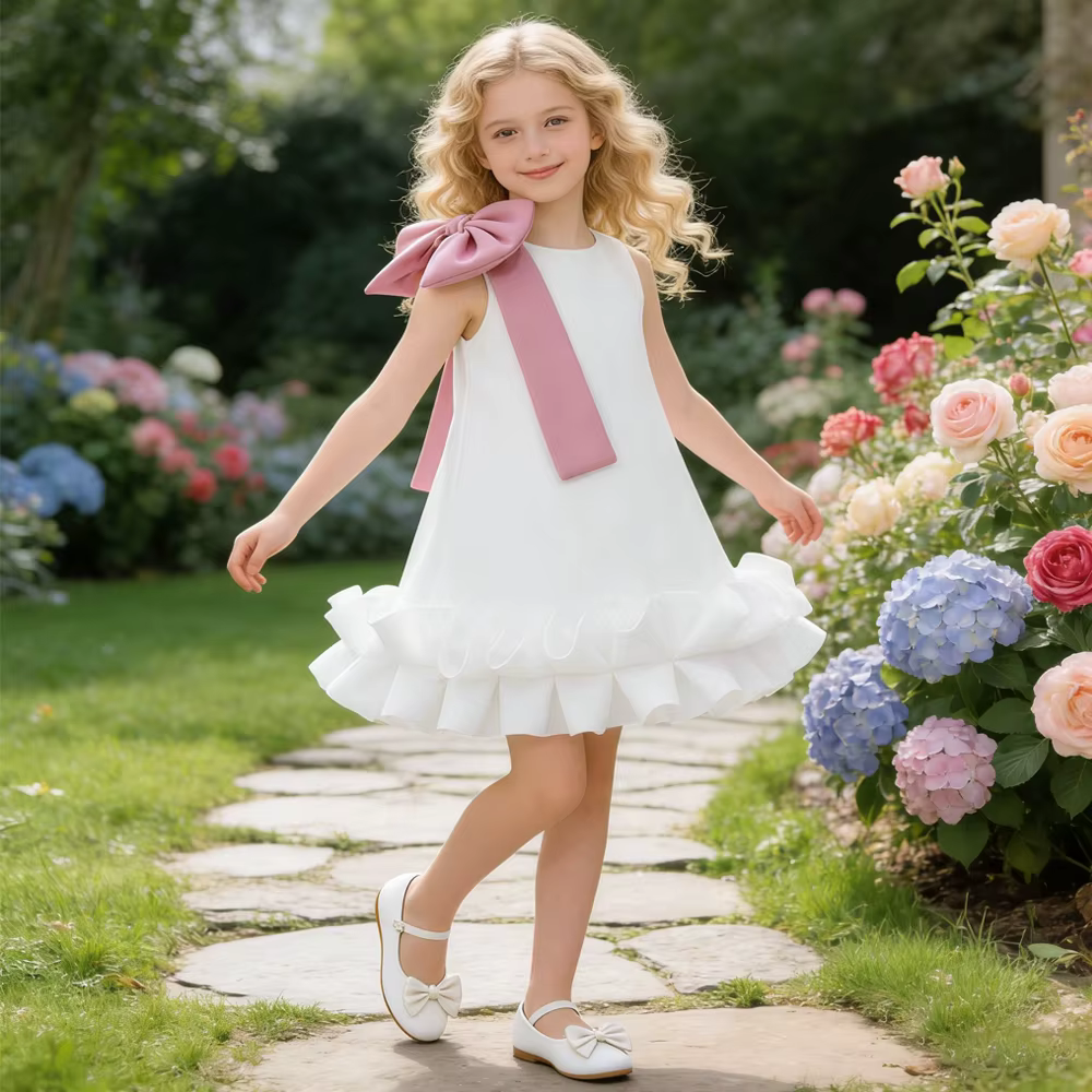 Mode baptême mariage filles robe élégante fête d'anniversaire princesse robes de bal pour fille formelle arc demoiselles d'honneur soirée Costume