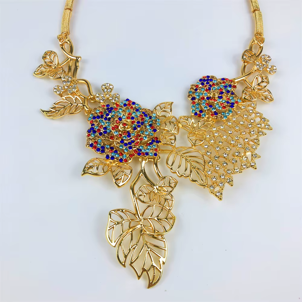 Ensemble de bijoux plaqués or 18 carats vintage pour femmes
