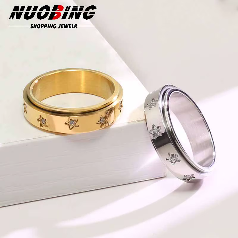 Bague rotative de luxe en zircone cubique