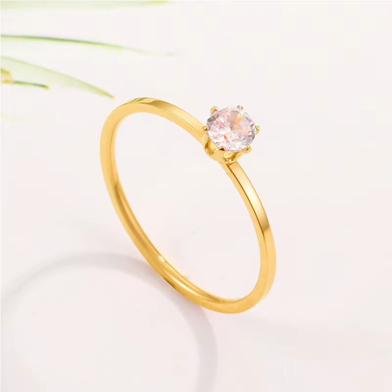 Bague Solitaire en acier inoxydable