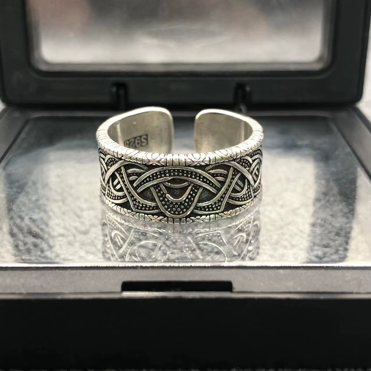 Bague à motif de tissage Vintage pour hommes